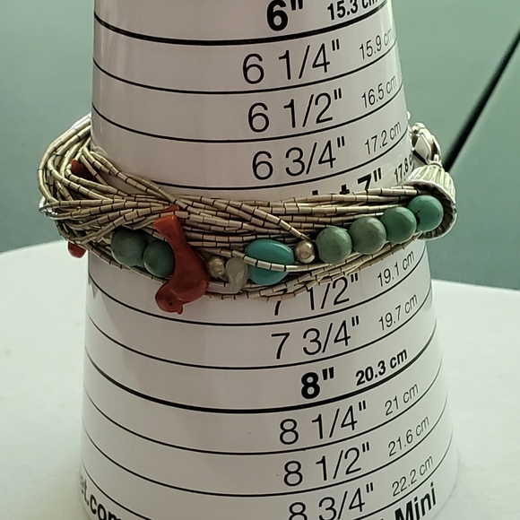 RARE Carolyn Pollack Liquid Silver Gemstone Layered Bead Bracelet Vintage RARE - Picture 8 of 15